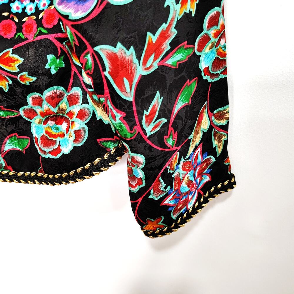 Vintage Maggy London Womens 8 Blazer Jacket Silk Multicolor Floral Bright 80s - Picture 8 of 13